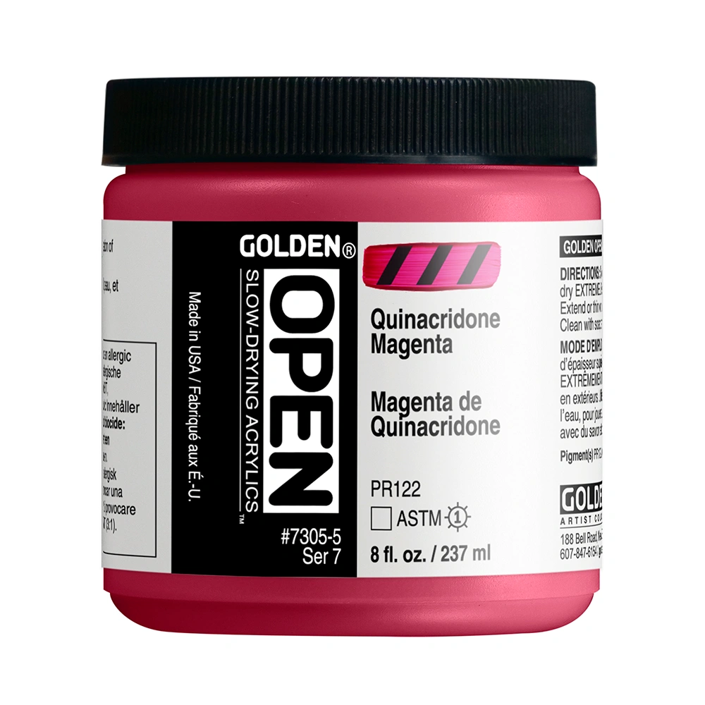 OPEN Acrylic Color - Quinacridone Magenta - 8 oz jar - 08-oz