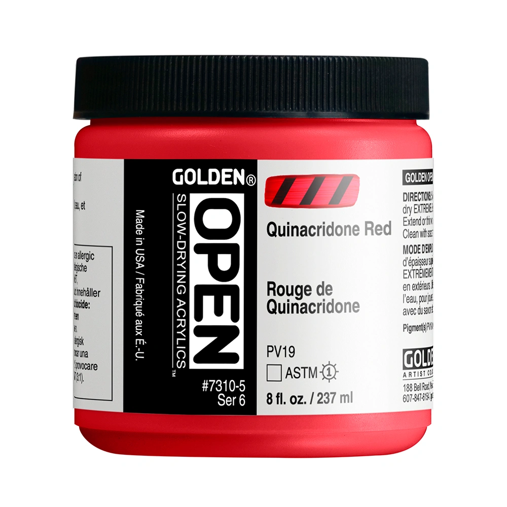 OPEN Acrylic Color - Quinacridone Red - 8 oz jar - 08-oz