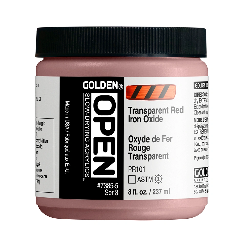 OPEN Acrylic Color - Transparent Red Iron Oxide - 8 oz jar - 08-oz