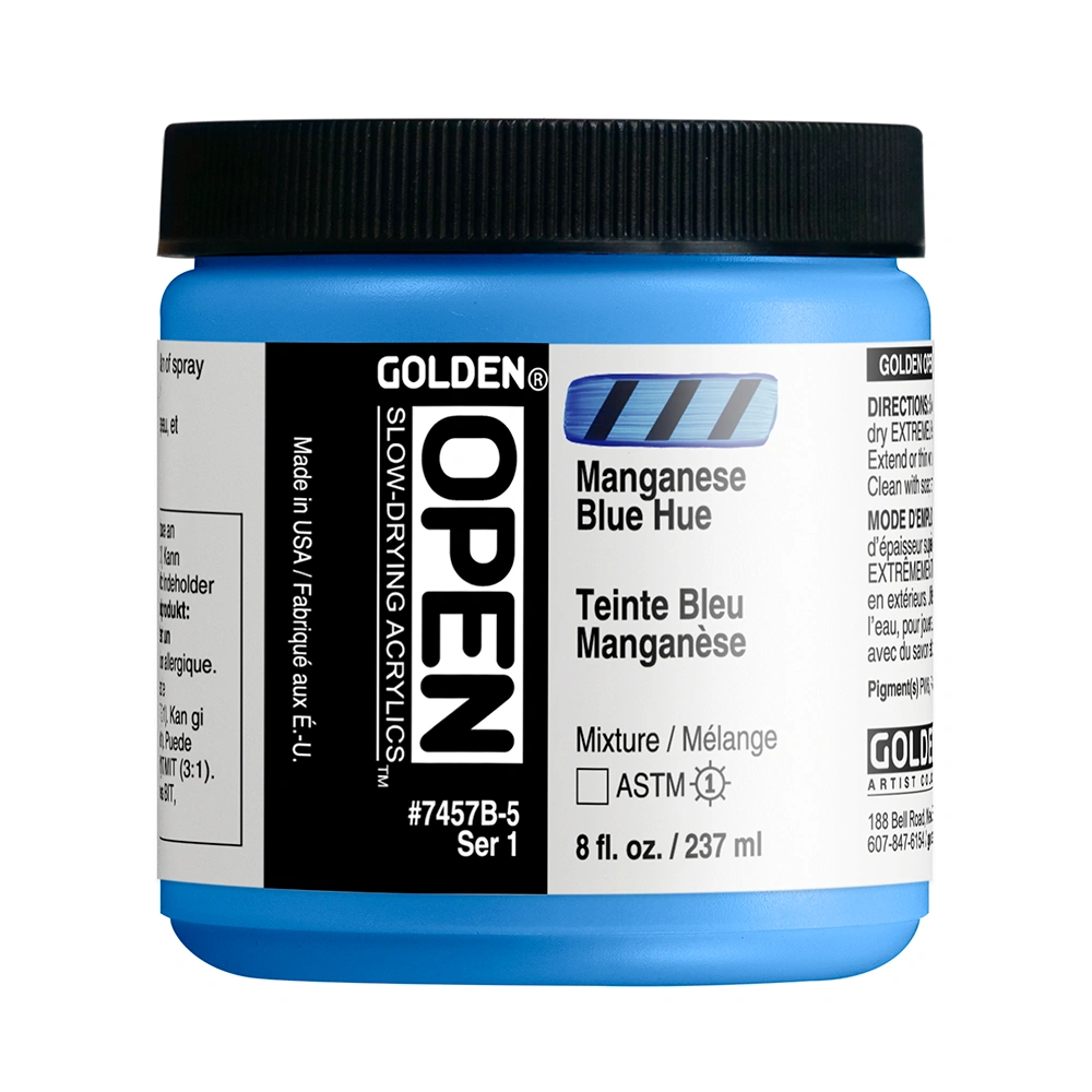 OPEN Acrylic Color - Manganese Blue Hue - 8 oz jar - 08-oz
