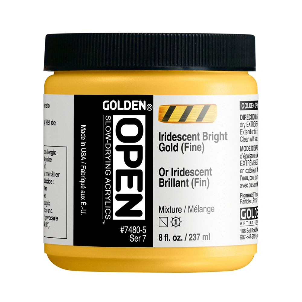 Open Acrylic Color - Iridescent Bright Gold (Fine) - 8 oz jar - 08-oz