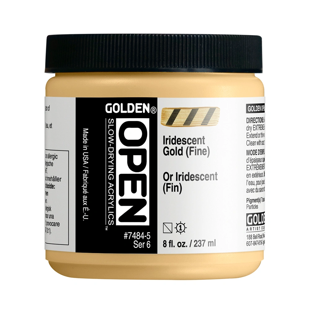 Open Acrylic Color - Iridescent Gold (Fine) - 8 oz jar - 08-oz