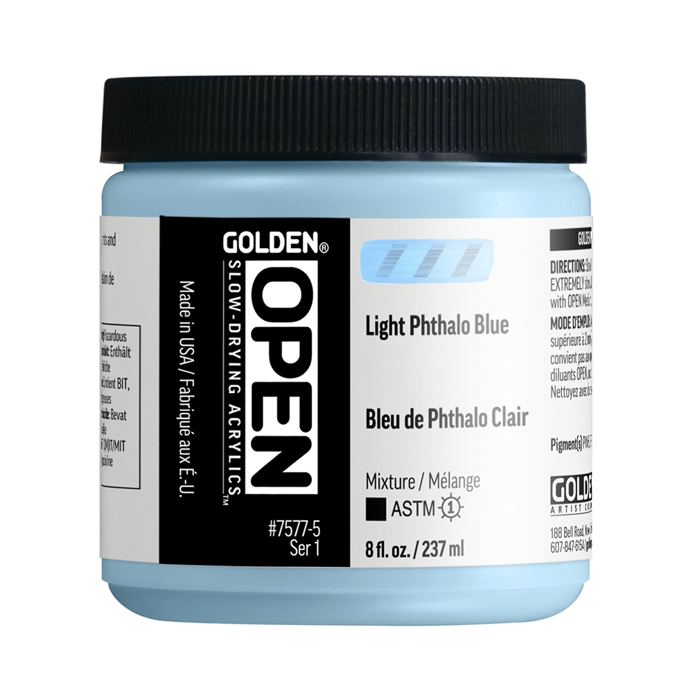 Open Acrylic Color Light Phthalo Blue - 8 oz jar - 08-oz