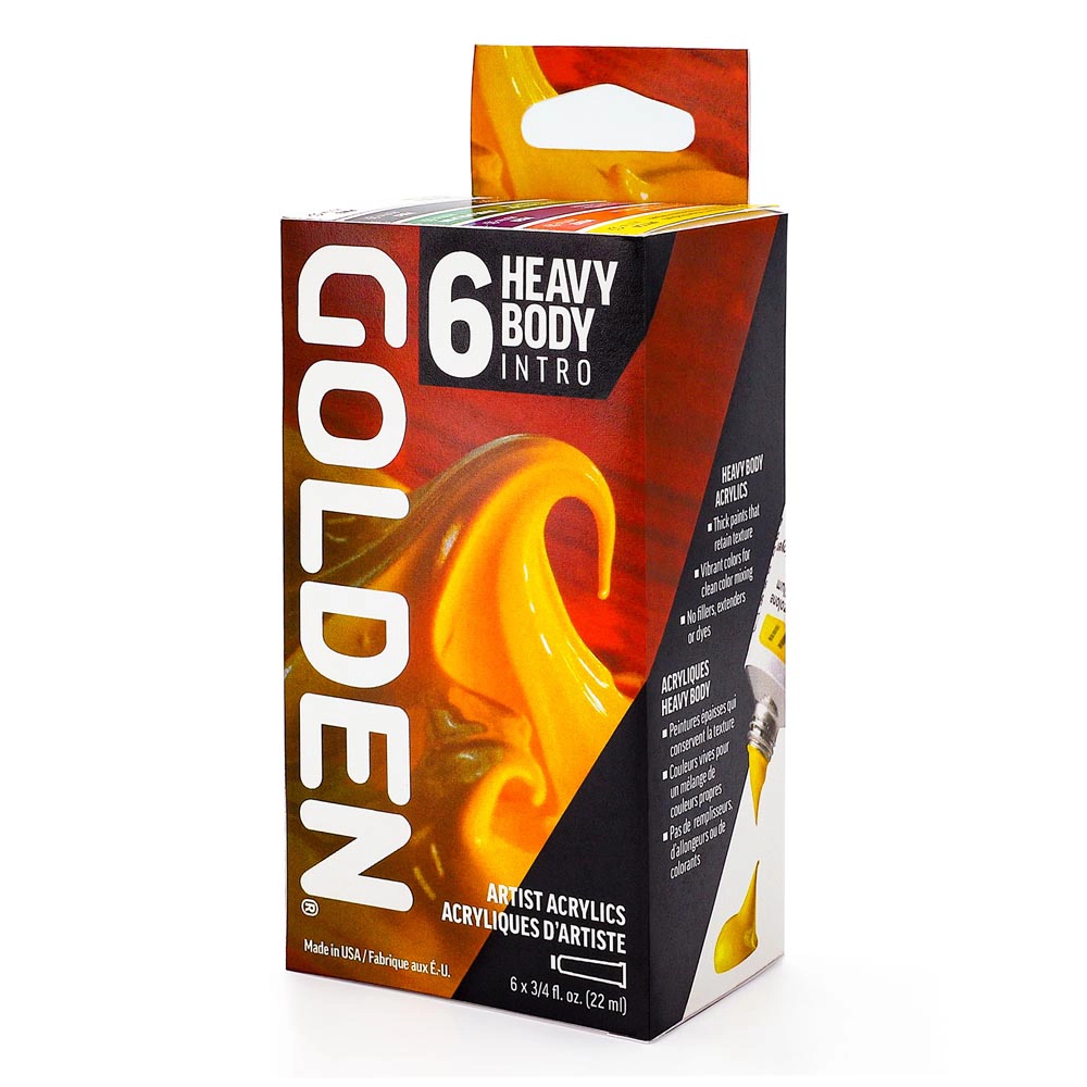 Golden Heavy Body Acrylic Set, 6-Color Heavy Body Essentials
