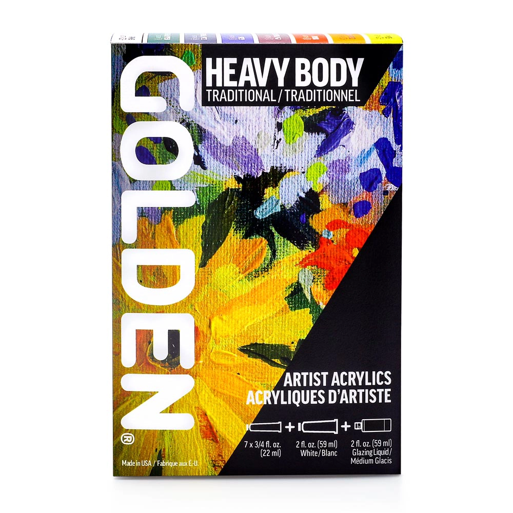 Golden Heavy Body Acrylic Introductory Set, Color Mixing Set of 8