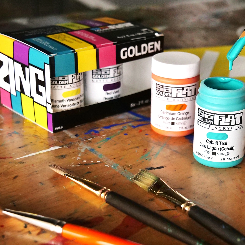 Golden SoFlat Matte Acrylic Paint - Zing, Set of 6, 59 ml, Jar