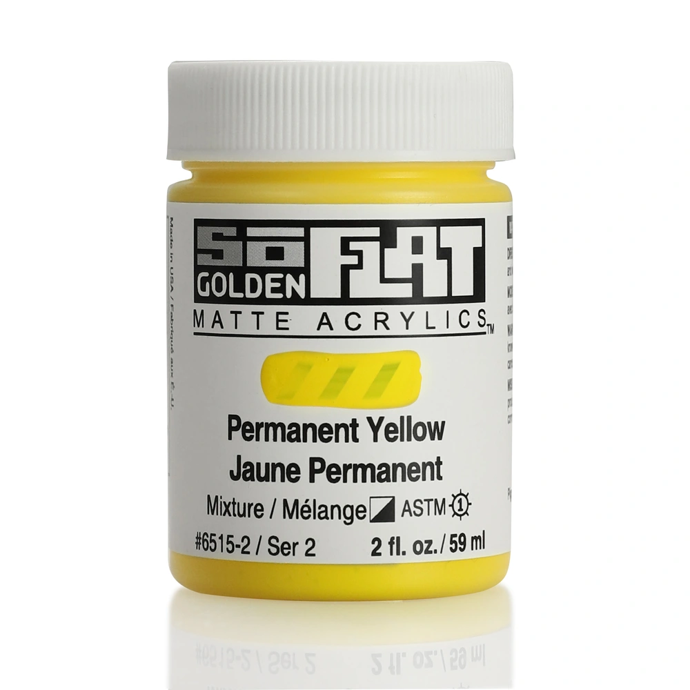 SoFlat Matte Acrylic Color - Permanent Yellow - 2 ounce Jar - 02-oz