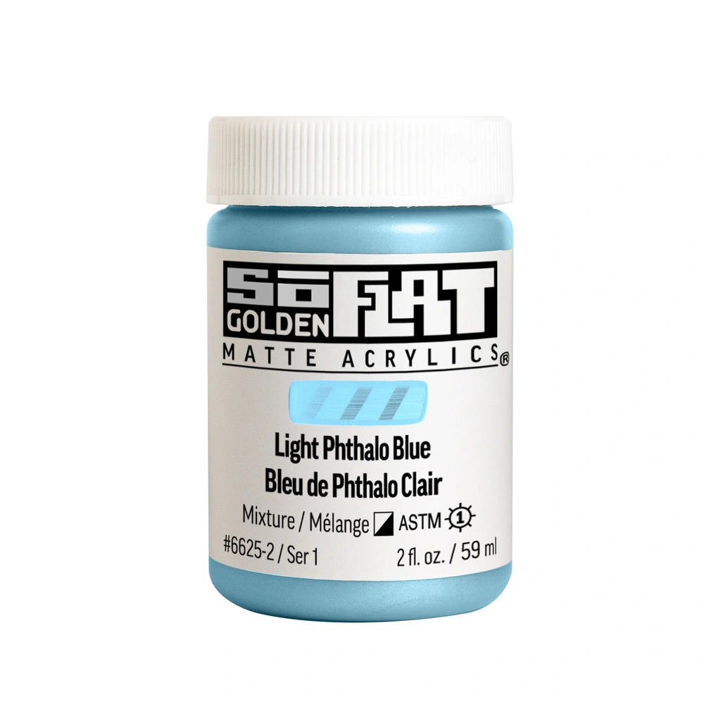 SoFlat Matte Acrylic Color - Light Phthalo Blue - 2 ounce Jar - 02-oz