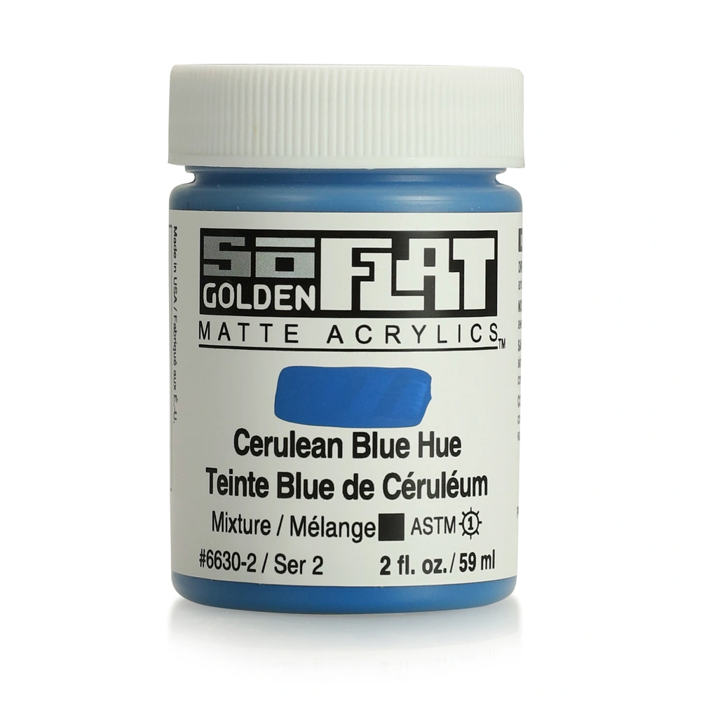 SoFlat Matte Acrylic Color - Cerulean Blue Hue - 2 ounce Jar - 02-oz