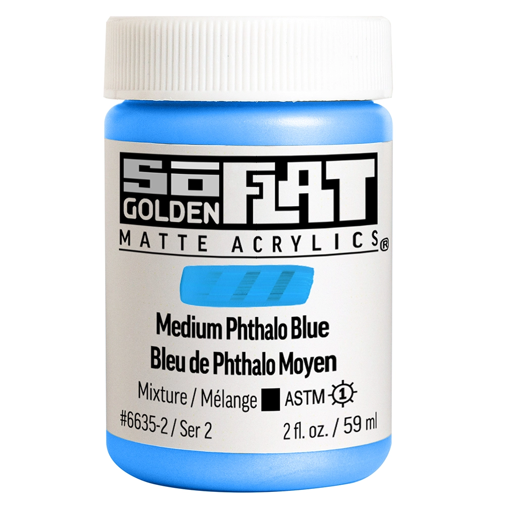 SoFlat Matte Acrylic Color - Medium Phthalo Blue - 2 oz jar - 02-oz