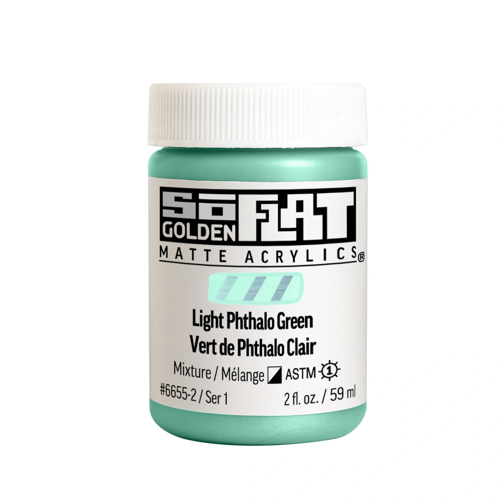 SoFlat Matte Acrylic Color - Light Phthalo Green - 2 ounce Jar - 02-oz