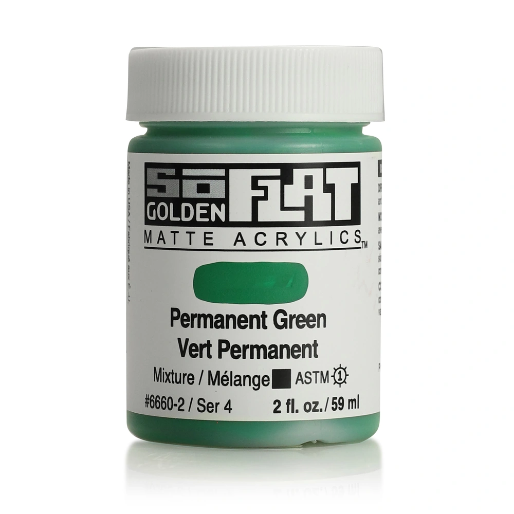 SoFlat Matte Acrylic Color - Permanent Green - 2 ounce Jar - 02-oz