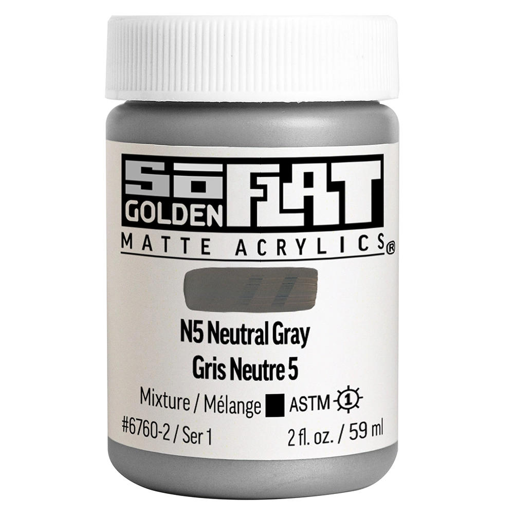 SoFlat Matte Acrylic Color - N5 Neutral Gray - 2 oz jar - 02-oz