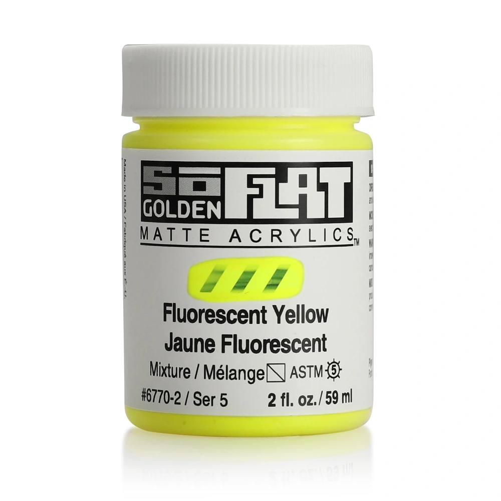 SoFlat Matte Acrylic Color - Fluorescent Yellow - 2 ounce Jar - 02-oz