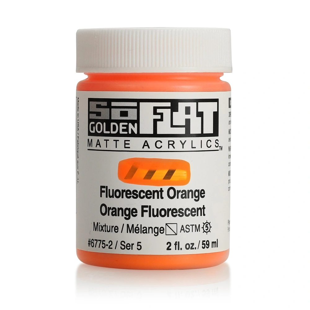 SoFlat Matte Acrylic Color - Fluorescent Orange - 2 ounce Jar - 02-oz