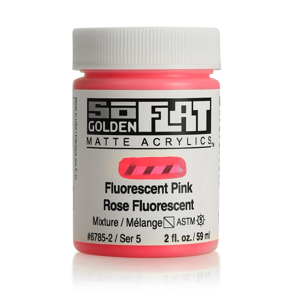 SoFlat Matte Acrylic Color - Fluorescent Pink - 2 ounce Jar - 02-oz
