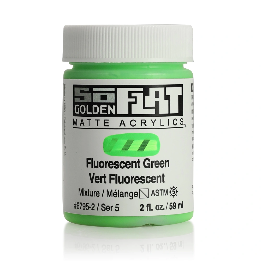 SoFlat Matte Acrylic Color - Fluorescent Green - 2 ounce Jar - 02-oz