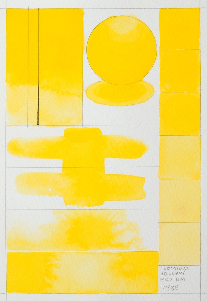 Qor Watercolor - Cadmium Yellow Medium - paint-out
