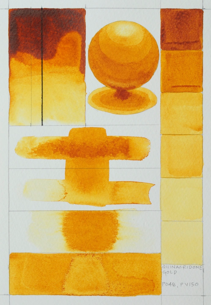 Qor Watercolor - Quinacridone Gold - paint-out