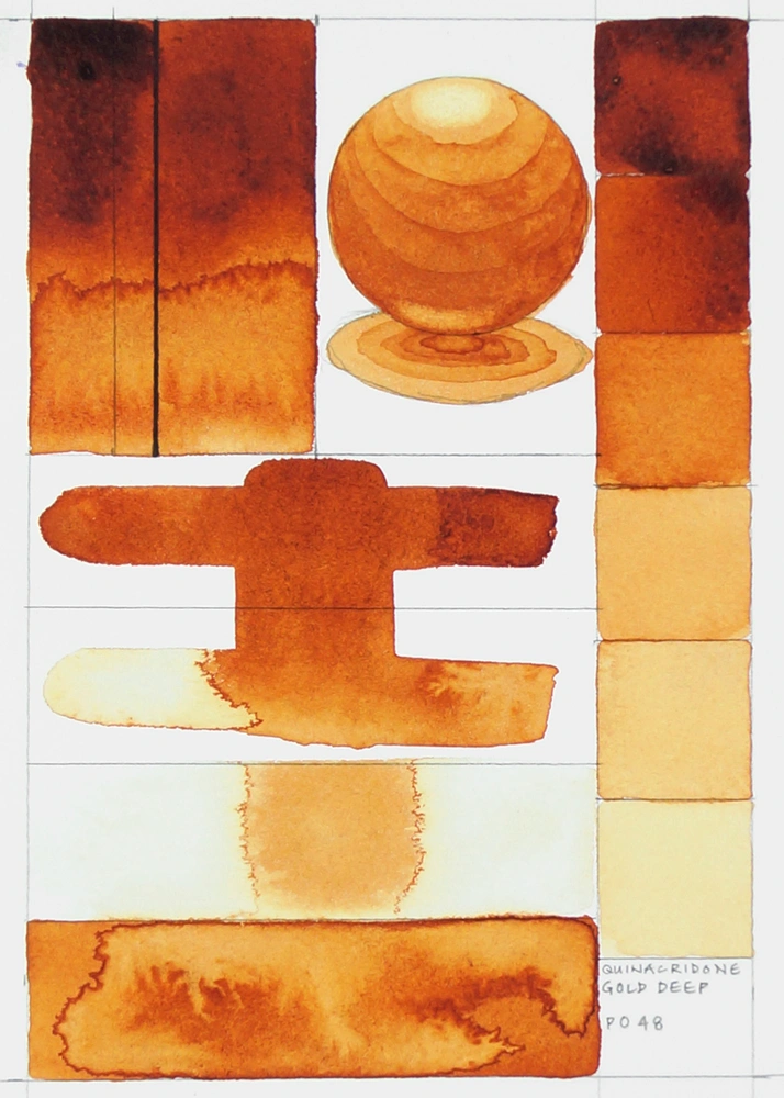 Qor Watercolor - Quinacridone Gold Deep - paint-out