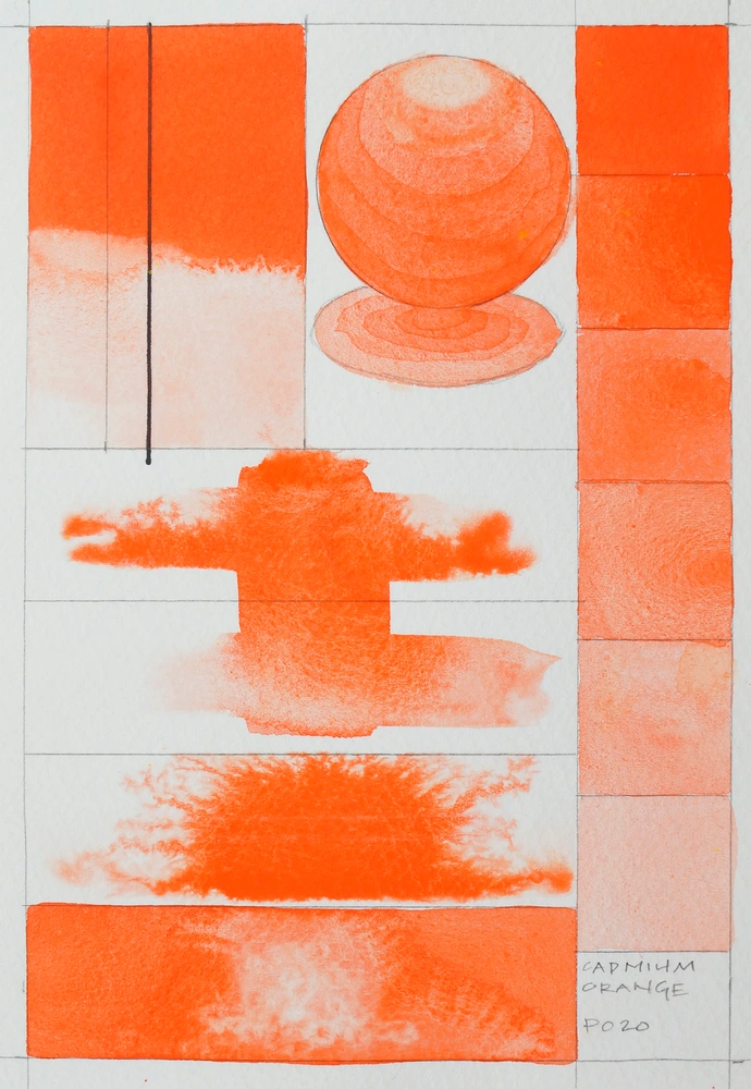 Qor Watercolor - Cadmium Orange - paint-out