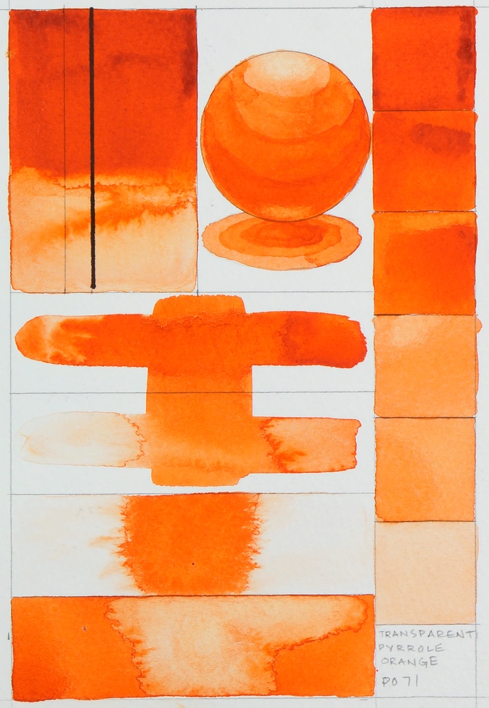 Qor Watercolor - Transparent Pyrrole Orange - paint-out