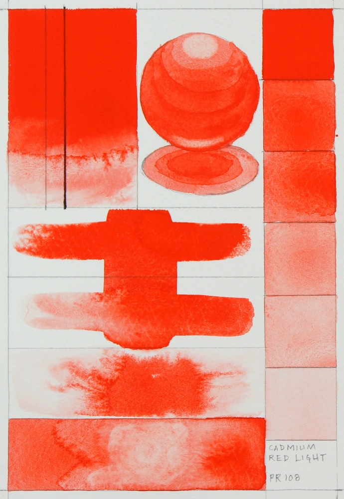 Qor Watercolor - Cadmium Red Light - paint-out