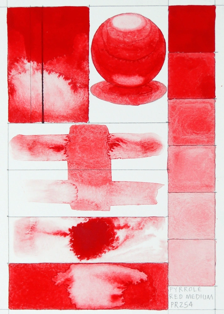 Qor Watercolor - Pyrrole Red Medium - paint-out