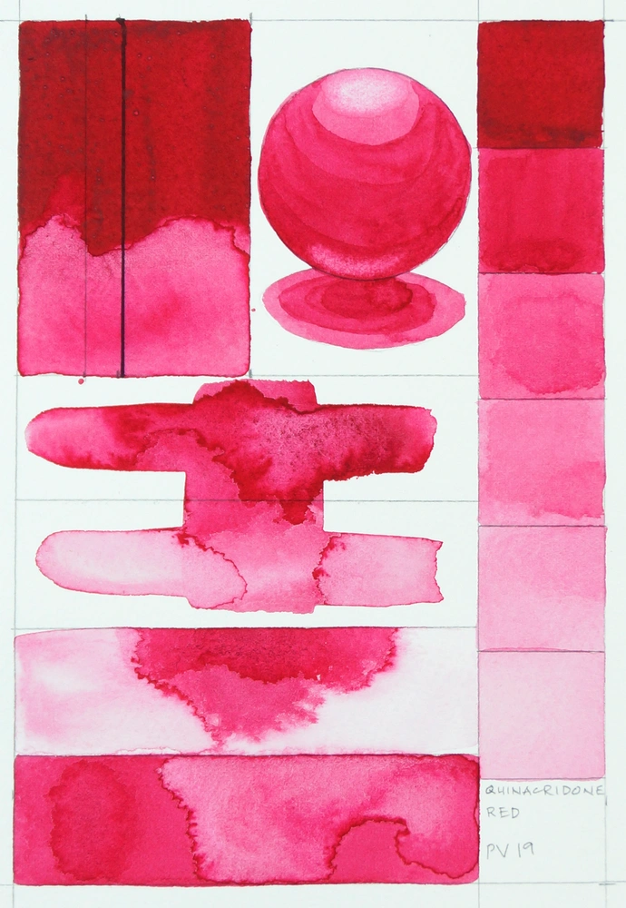 Qor Watercolor - Quinacridone Red - paint-out