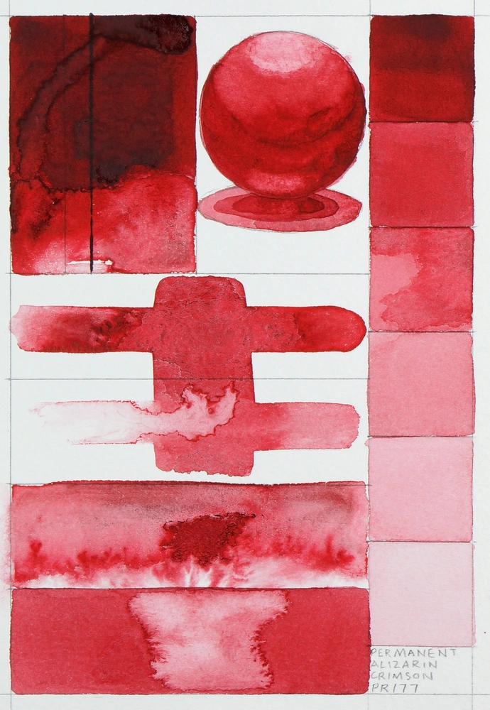 Qor Watercolor - Permanent Alizarin Crimson - paint-out