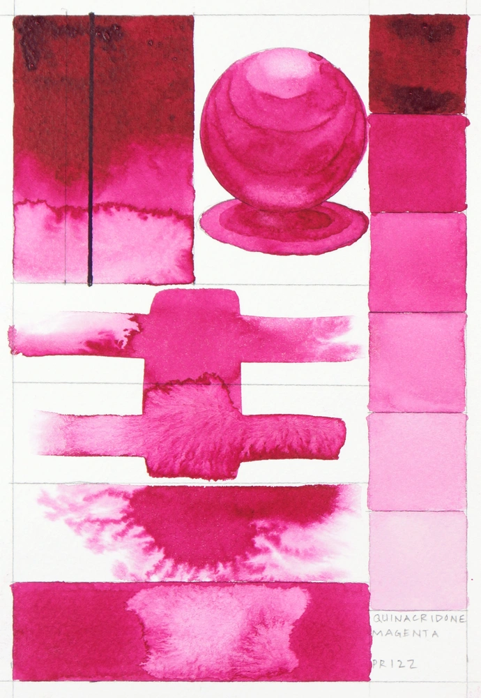 Qor Watercolor - Quinacridone Magenta - paint-out