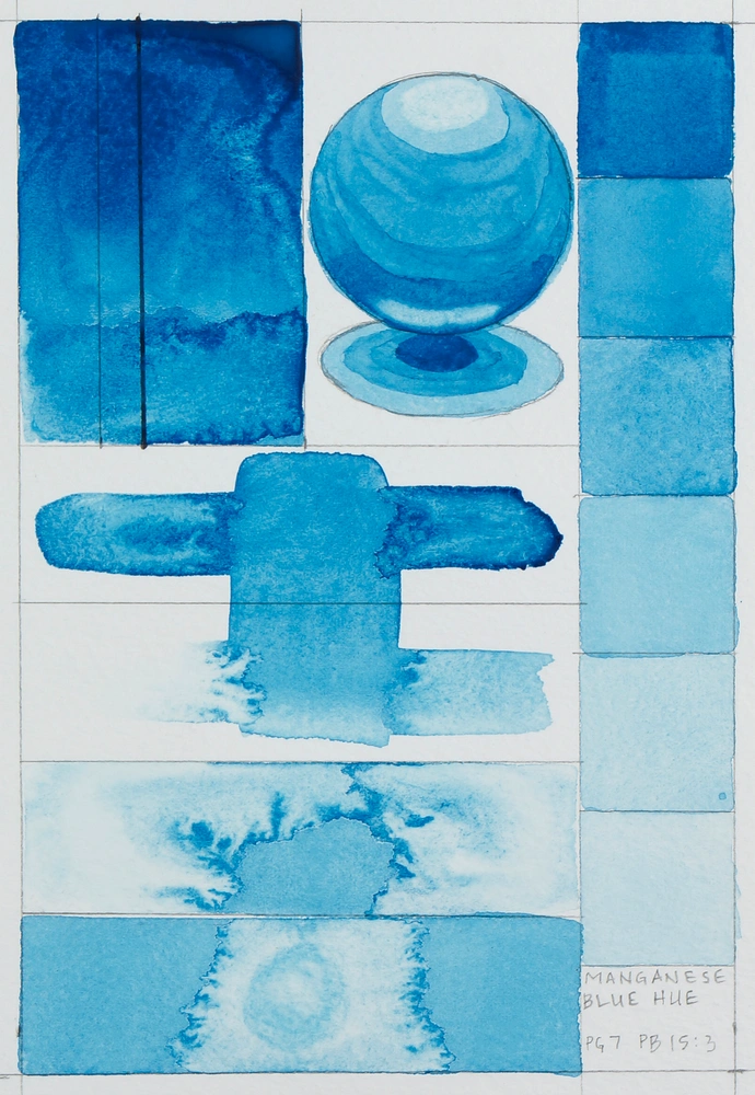 Qor Watercolor - Manganese Blue - paint-out