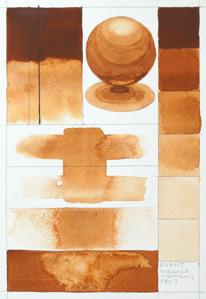 Qor Watercolor - Burnt Sienna (Natural) - paint-out