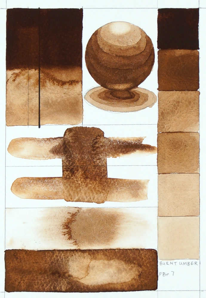 Qor Watercolor - Burnt Umber (Natural) - paint-out