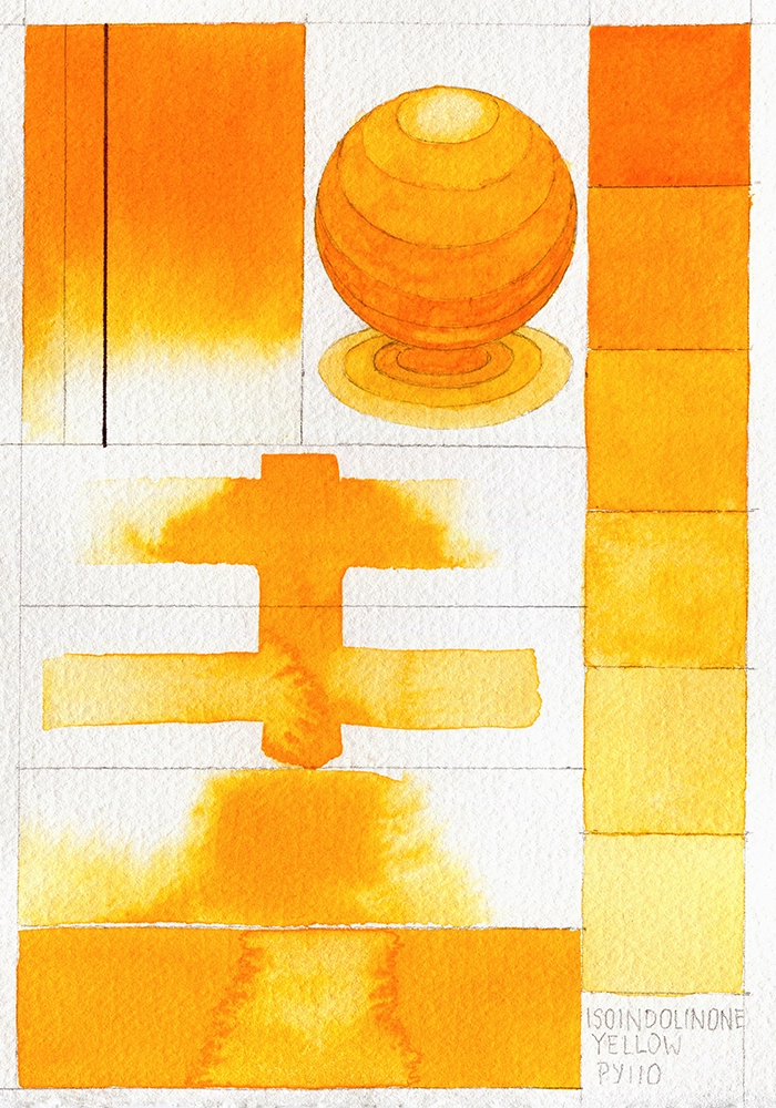 QoR Watercolor - Isoindolinone Yellow - paint-out
