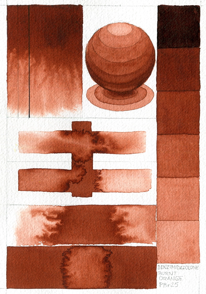 QoR Watercolor Benzimidazolone Burnt Orange - paint-out