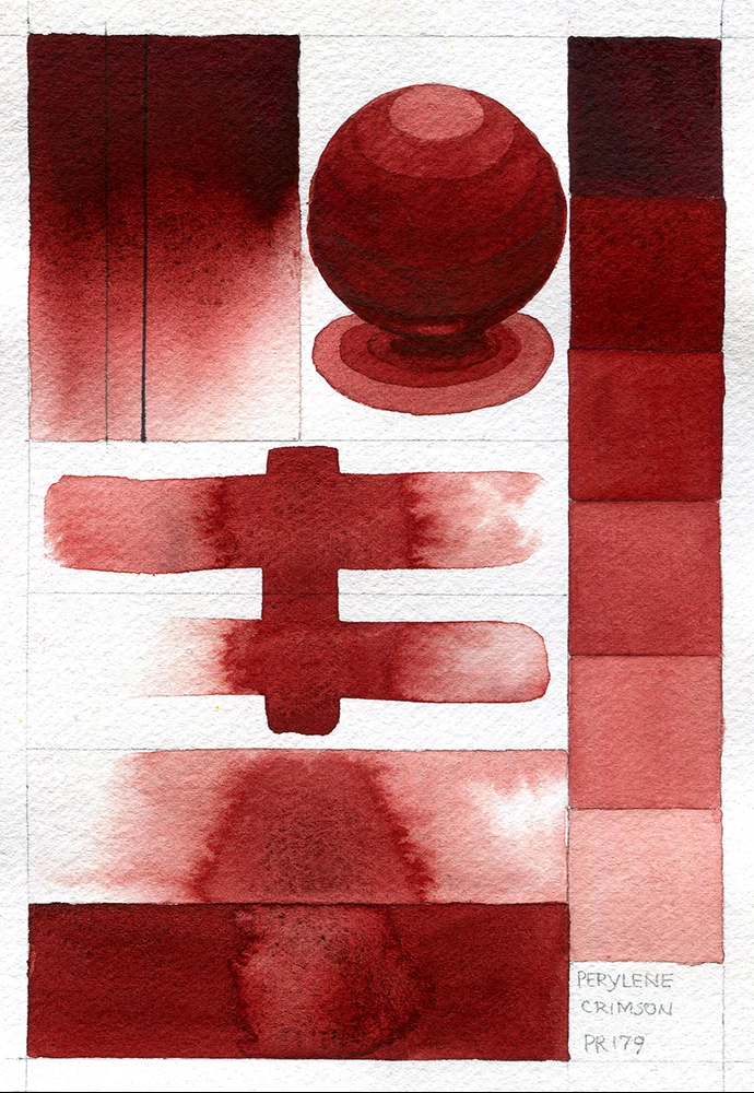 QoR Watercolor Perylene Crimson - paint-out