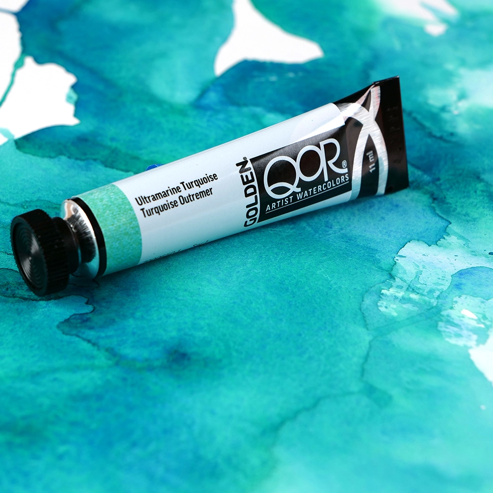 Qor Watercolor Ultramarine Turquoise - paint-out