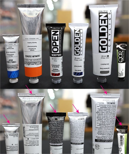 Paint tube batch code location
