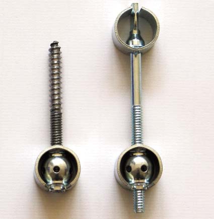 Left: Hanger bolt with Knape & Vogt® ball Right: Complete Knape & Vogt® Tite Joint Fastener
