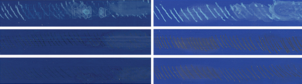 Figure 10: Fluid Cerulean Blue Deep (left) as compared to Matte Fluid Cerulean Blue, Chromium (right).