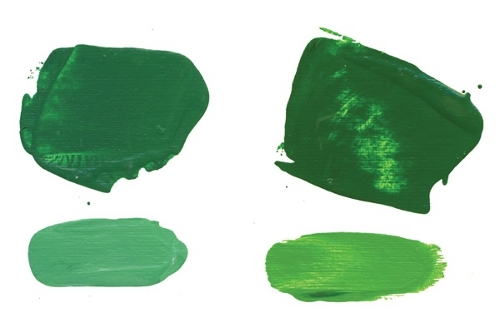 Phthalo Green Blue Shade mixtures made with Hansa Yellow Light and Hansa Yellow Medium