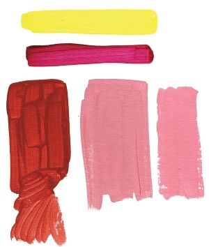 Mixing Quinacridone Red Light, Hansa Yellow Light plus Quinacridone Magenta
