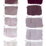 QoR Cadmium Purple watercolor lightfast test result photograph, water dilution on left and mixes with Titanium White on right on cold press watercolor paper.