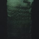 QoR Interference Green watercolor lightfast test result photograph of a 25 water to 1 paint dilution on cold pressed black watercolor paper.