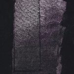 QoR Interference Green-Violet color shift watercolor lightfast test result photograph of a 10 water to 1 paint dilution on cold pressed black watercolor paper.