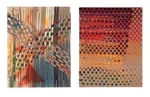 (L) Untitled 3, 20'' x 16'',  Woven acrylic on linen,  2023, (R) Untitled 4,  20'' x 16'',  Woven acrylic on linen,  2023