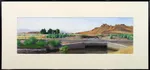 Mount Shasta,  Farmstead and the Peninsula, Cathy Jennings , Transparent watercolor and gouache,  17″ x 36″, $700